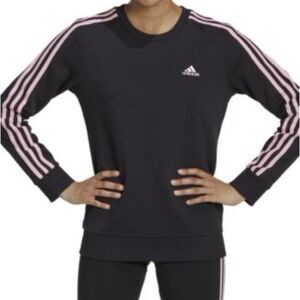 Adidas Black and Pink Stripe Sweatshirt